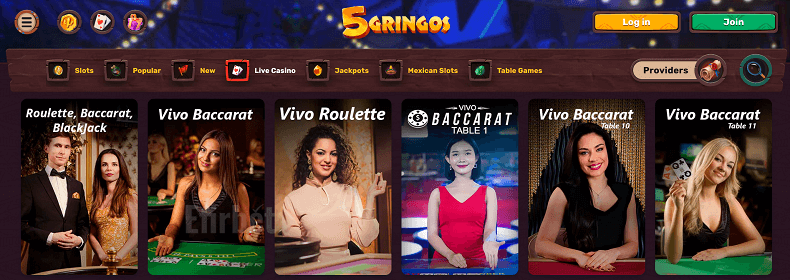 5 gringos live casino