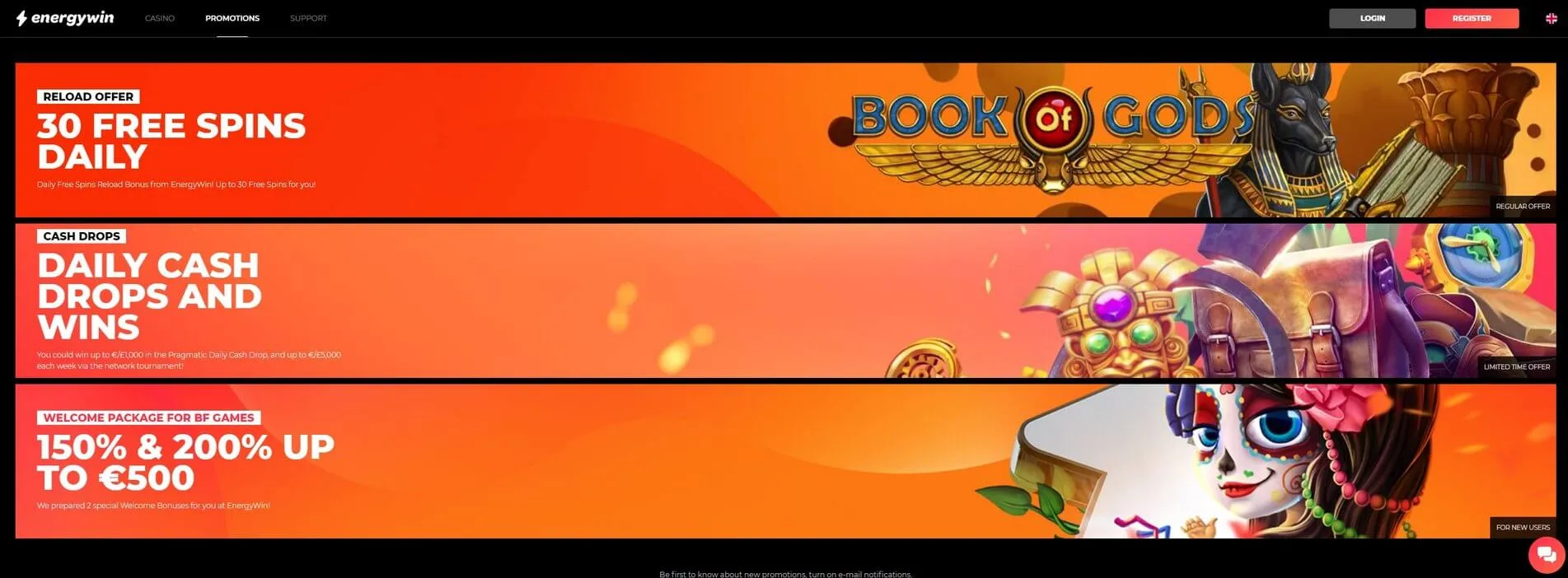 Promotions at Energywin Casino